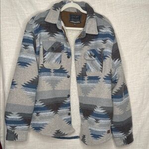 Jachs Blue and Gray Southwestern Fleece Lined Shirt Jacket
